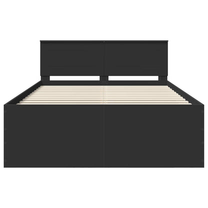Bedframe met hoofdeinde Zwart 140 x 200 cm Bewerkt hout