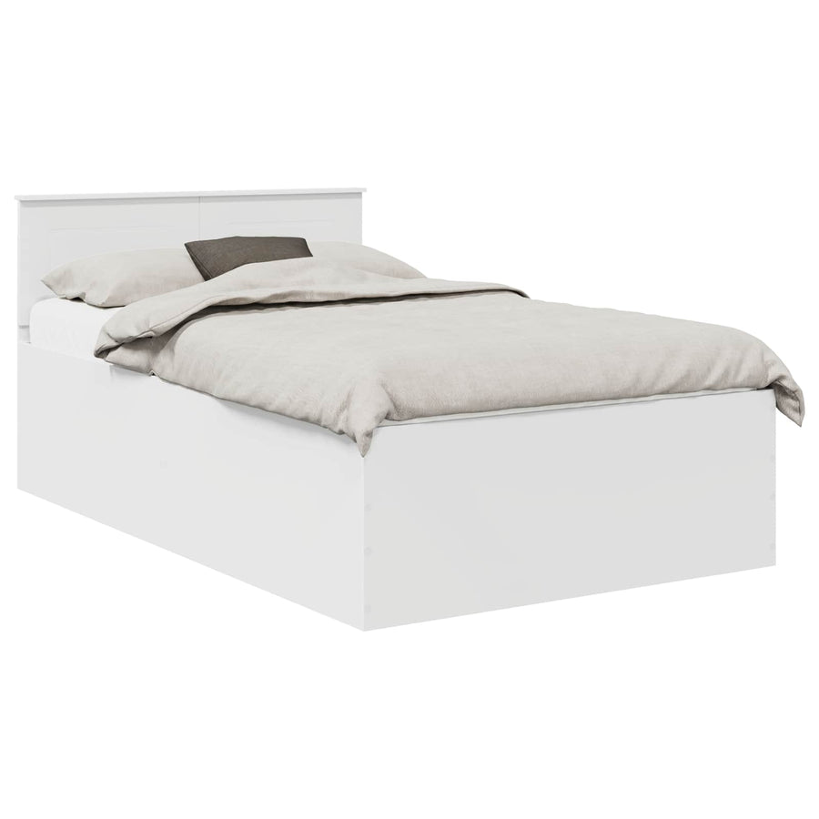 Bedframe met hoofdeinde Wit 135 x 190 cm Bewerkt hout