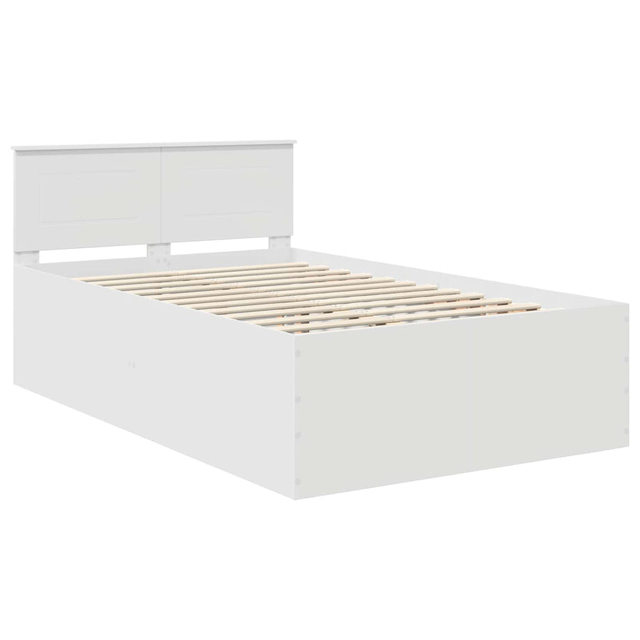 Bedframe met hoofdeinde Wit 135 x 190 cm Bewerkt hout