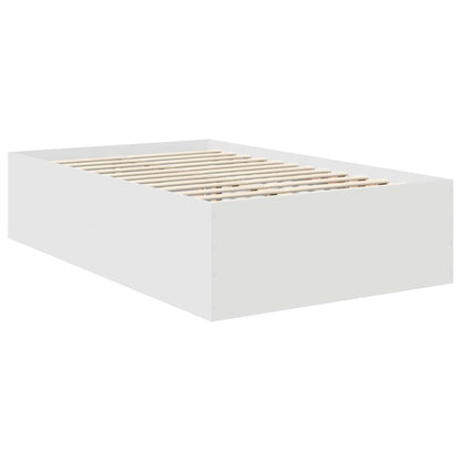 Bedframe met hoofdeinde Wit 135 x 190 cm Bewerkt hout