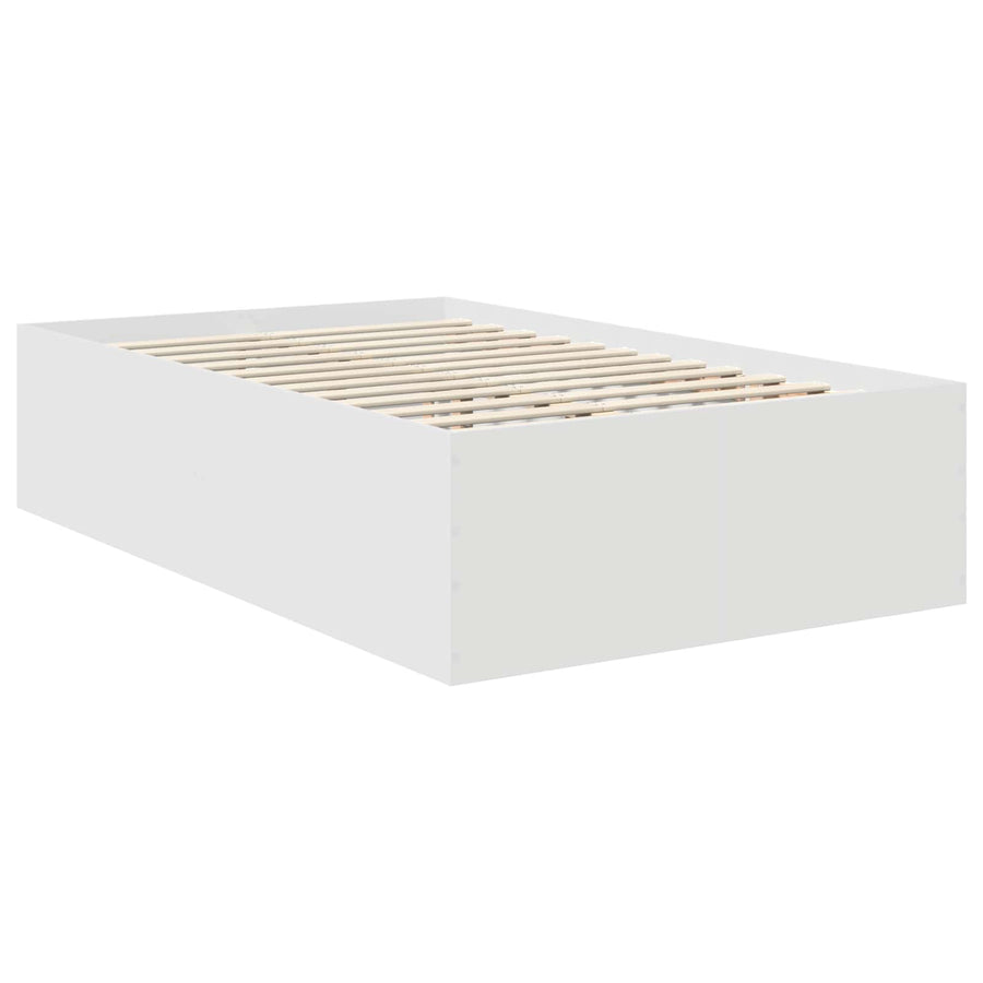 Bedframe met hoofdeinde Wit 135 x 190 cm Bewerkt hout