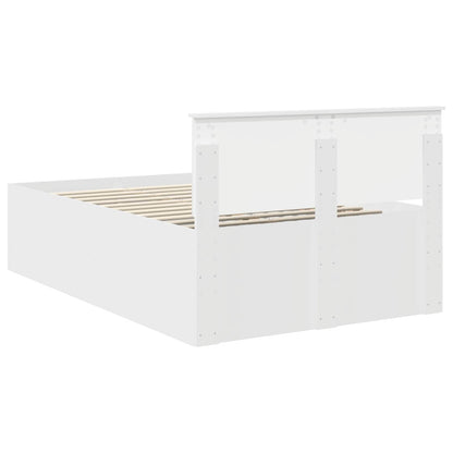 Bedframe met hoofdeinde Wit 135 x 190 cm Bewerkt hout