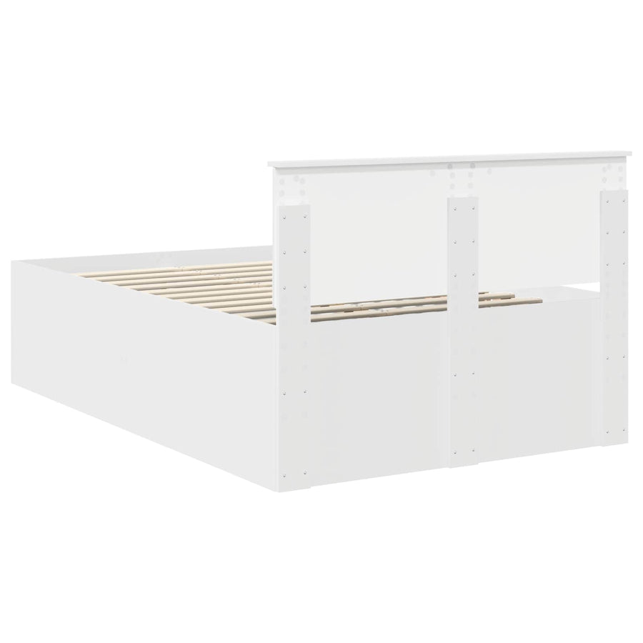 Bedframe met hoofdeinde Wit 135 x 190 cm Bewerkt hout