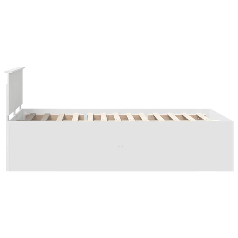 Bedframe met hoofdeinde Wit 135 x 190 cm Bewerkt hout