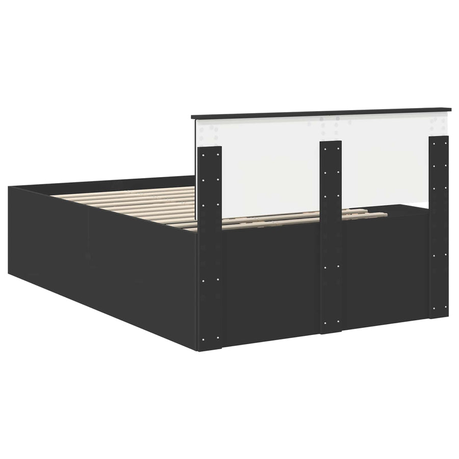 Bedframe met hoofdeinde Zwart 135 x 190 cm Bewerkt hout