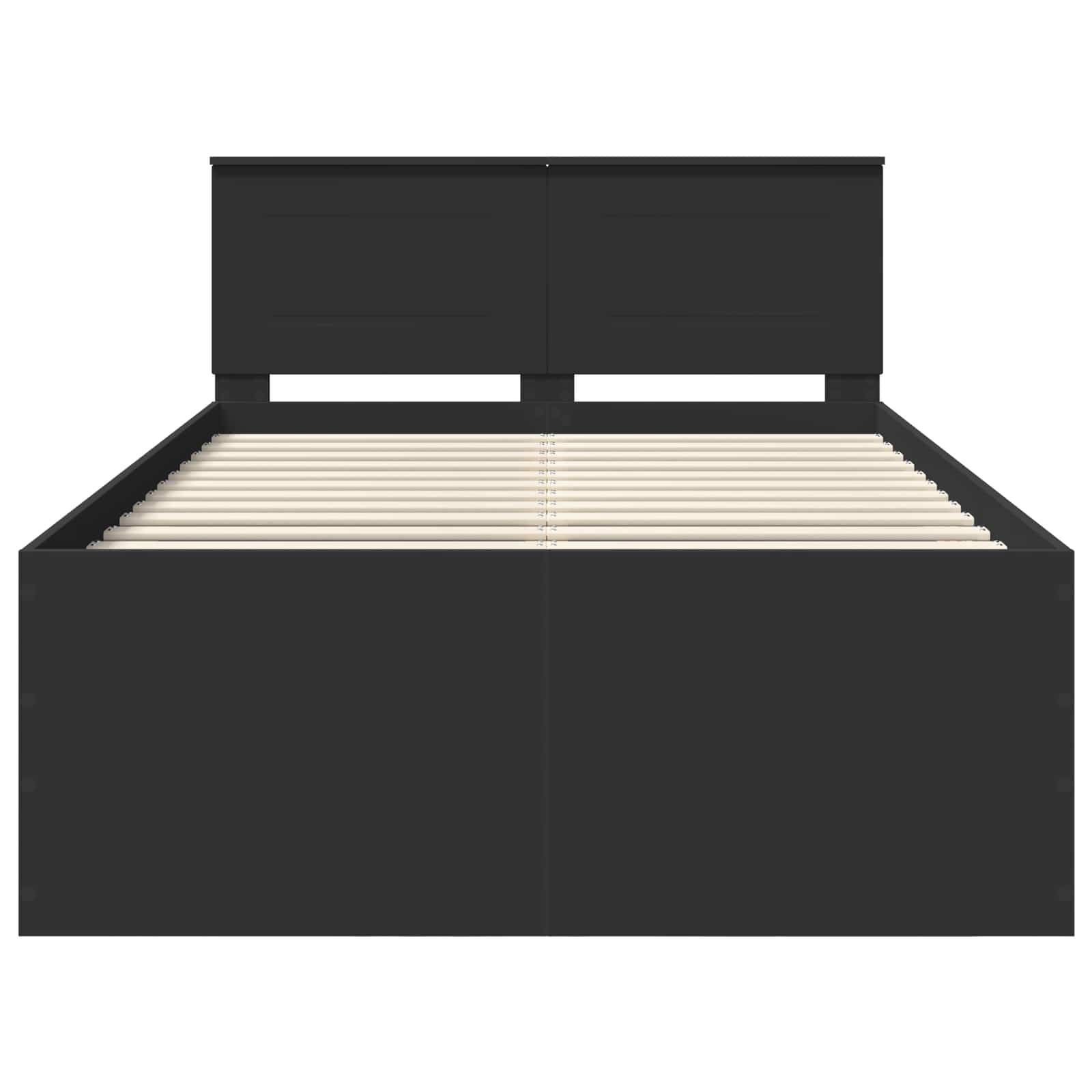 Bedframe met hoofdeinde Zwart 135 x 190 cm Bewerkt hout