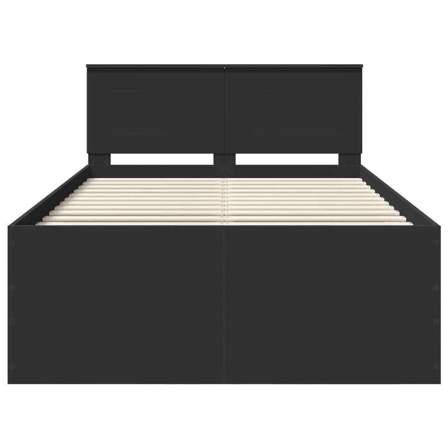 Bedframe met hoofdeinde Zwart 135 x 190 cm Bewerkt hout
