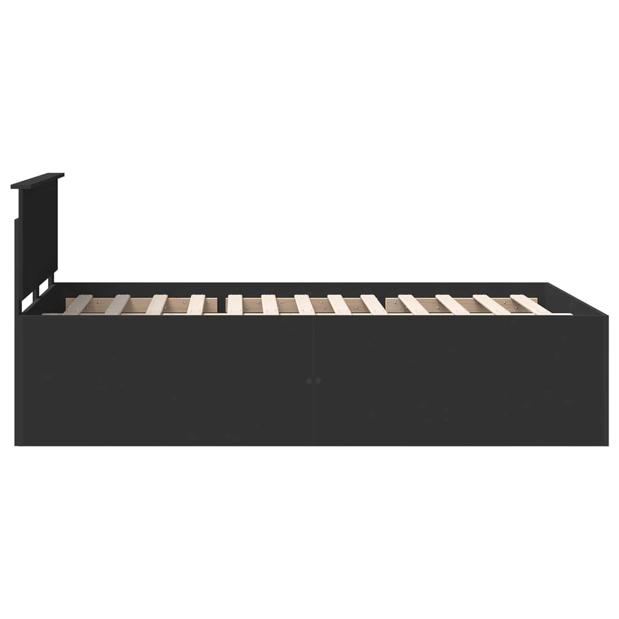 Bedframe met hoofdeinde Zwart 135 x 190 cm Bewerkt hout