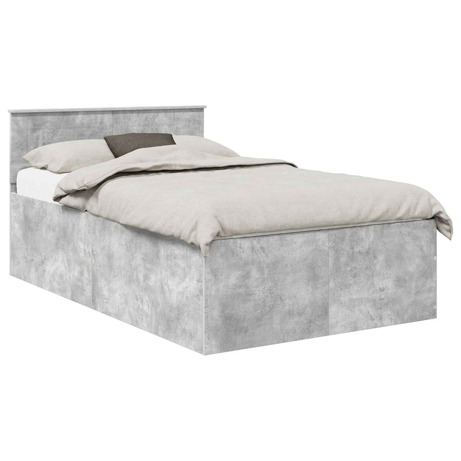 Bedframe met hoofdeinde Beton Grijs 135 x 190 cm Bewerkt hout