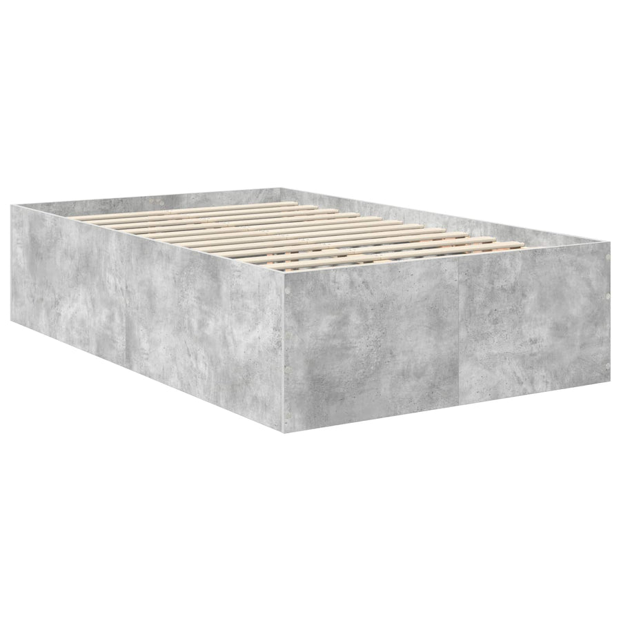 Bedframe met hoofdeinde Beton Grijs 135 x 190 cm Bewerkt hout