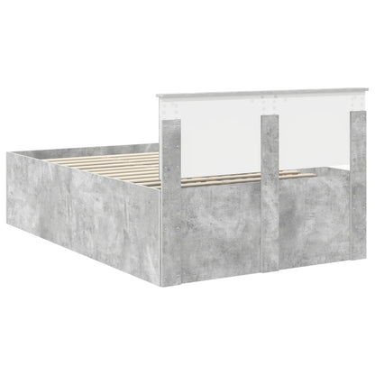 Bedframe met hoofdeinde Beton Grijs 135 x 190 cm Bewerkt hout
