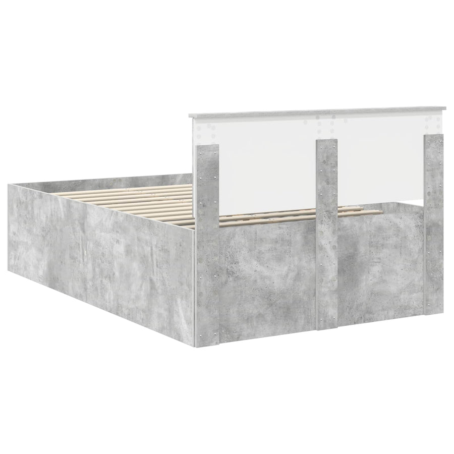 Bedframe met hoofdeinde Beton Grijs 135 x 190 cm Bewerkt hout