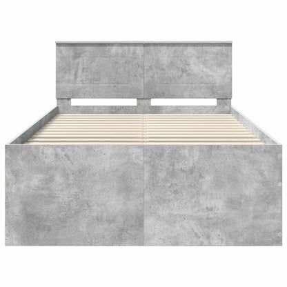 Bedframe met hoofdeinde Beton Grijs 135 x 190 cm Bewerkt hout