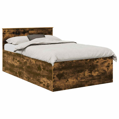 Bedframe met hoofdeinde Gerookt eiken 135 x 190 cm Bewerkt hout