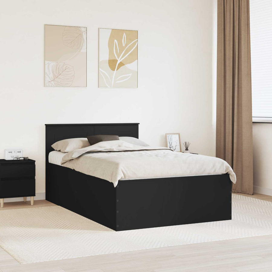 Bedframe met hoofdeinde Zwart 120 x 190 cm Bewerkt hout