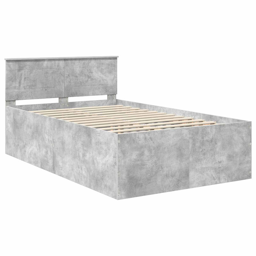 Bedframe met hoofdeinde Beton Grijs 120 x 190 cm Bewerkt hout