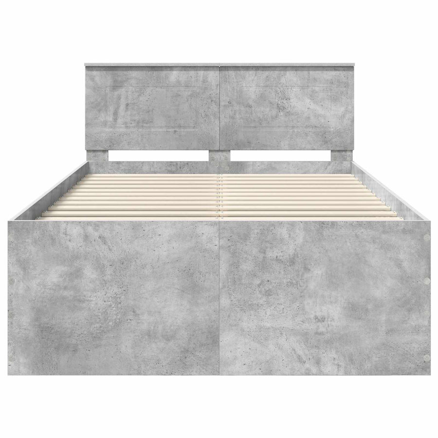 Bedframe met hoofdeinde Beton Grijs 120 x 190 cm Bewerkt hout