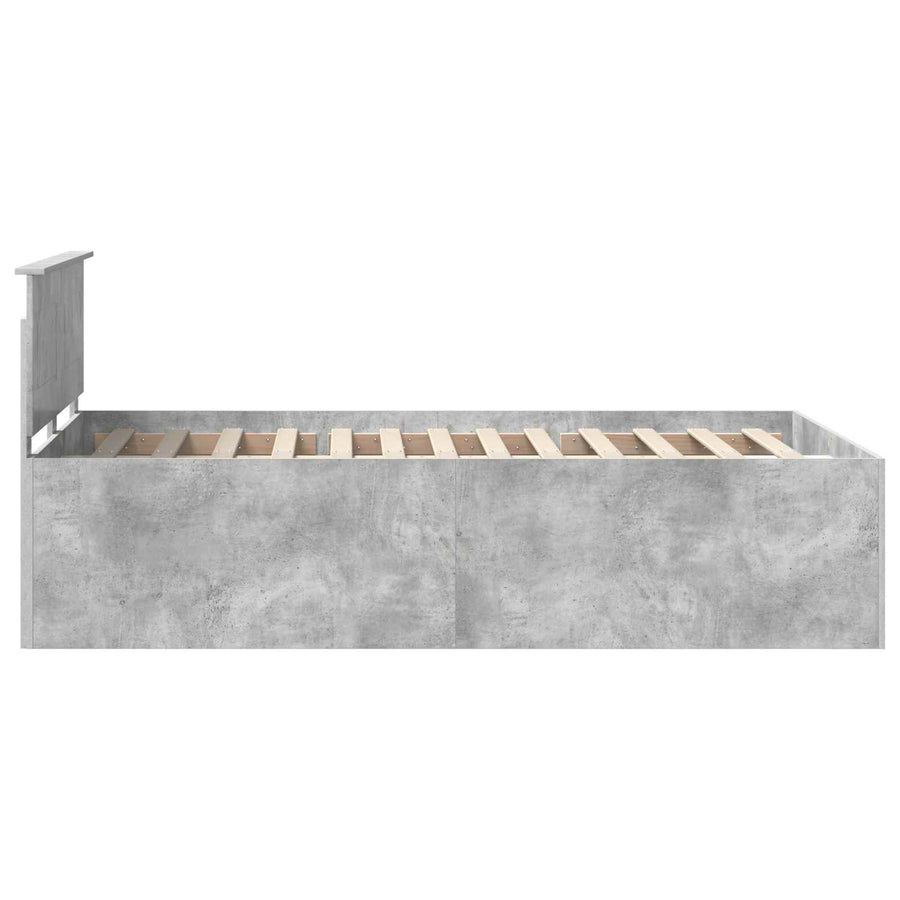 Bedframe met hoofdeinde Beton Grijs 120 x 190 cm Bewerkt hout