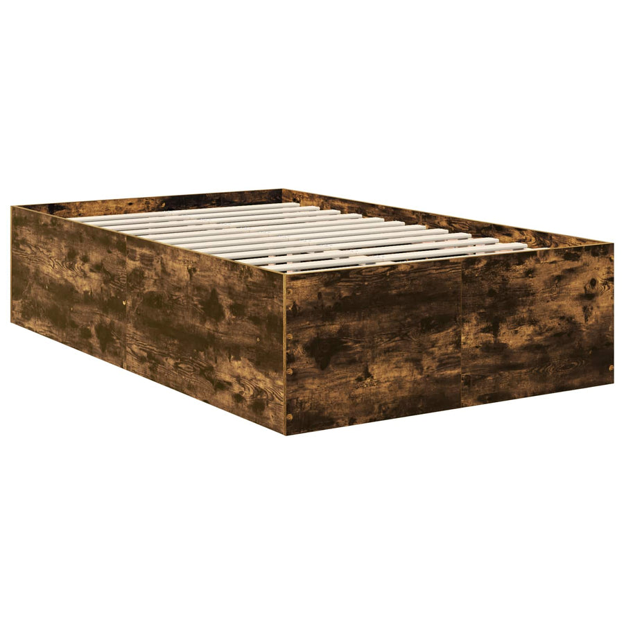 Bedframe met hoofdeinde Gerookt eiken 120 x 190 cm Bewerkt hout