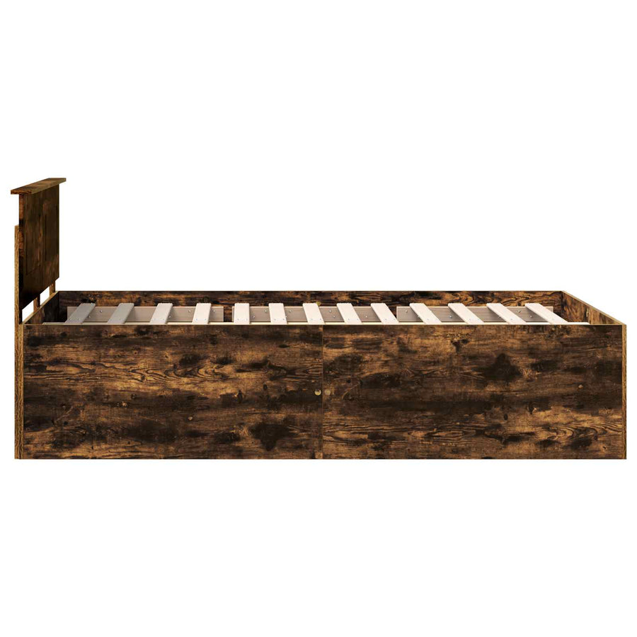 Bedframe met hoofdeinde Gerookt eiken 120 x 190 cm Bewerkt hout