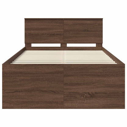 Bedframe met hoofdeinde Bruin Eiken 120 x 190 cm Bewerkt hout