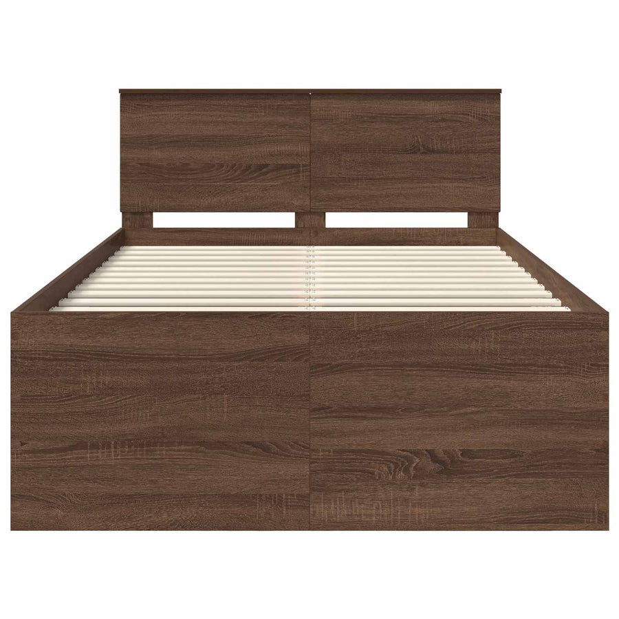 Bedframe met hoofdeinde Bruin Eiken 120 x 190 cm Bewerkt hout