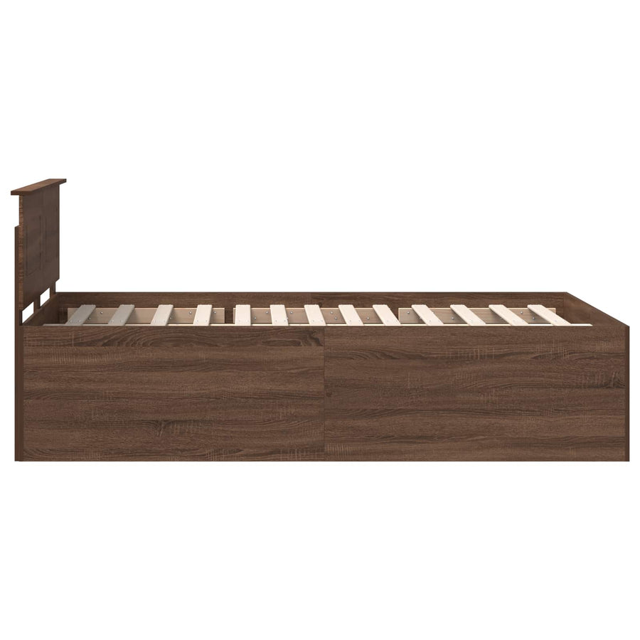 Bedframe met hoofdeinde Bruin Eiken 120 x 190 cm Bewerkt hout