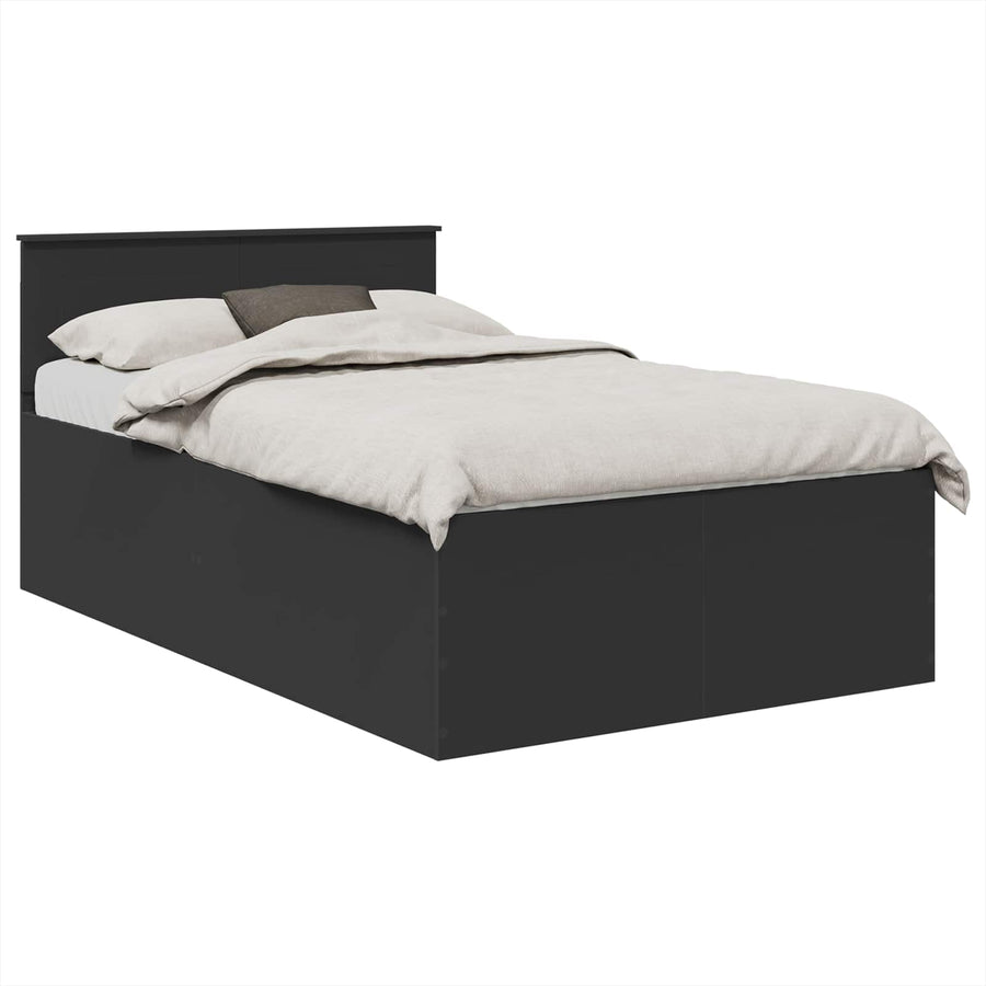 Bedframe met hoofdeinde Zwart 120 x 200 cm Bewerkt hout