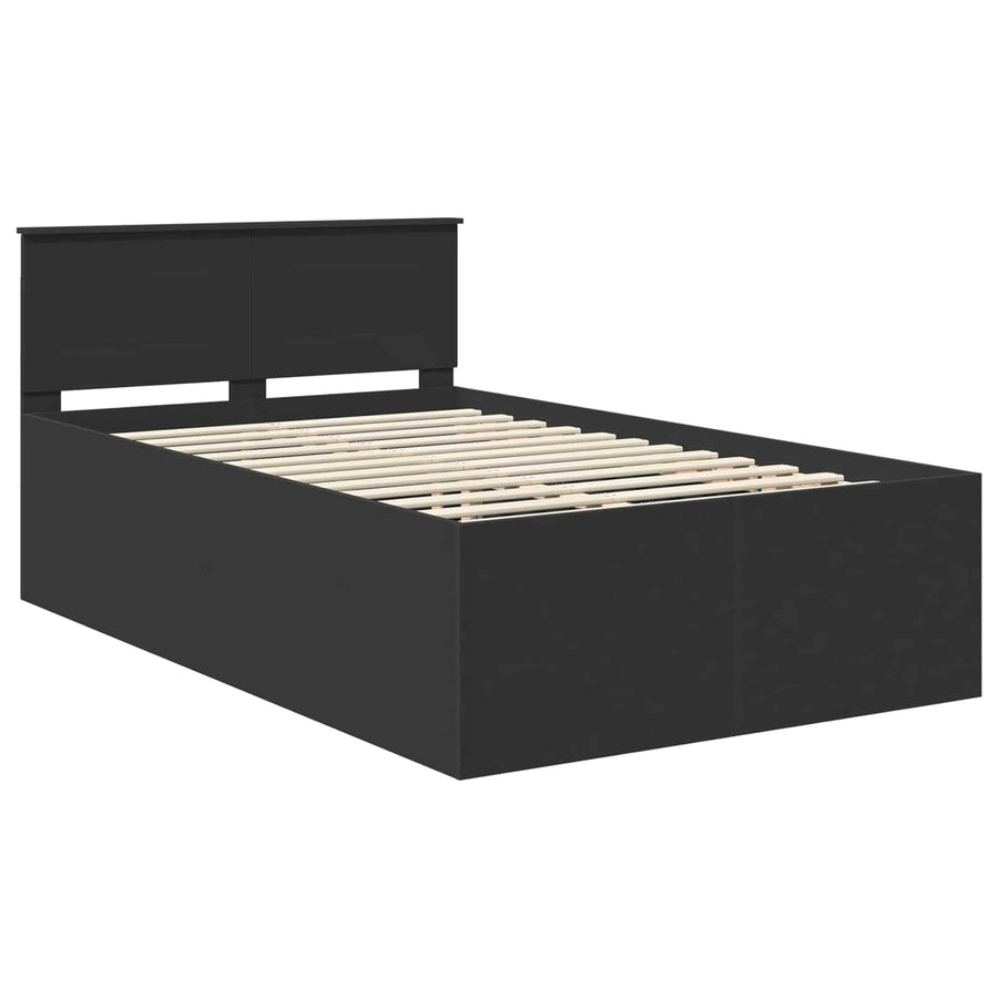 Bedframe met hoofdeinde Zwart 120 x 200 cm Bewerkt hout