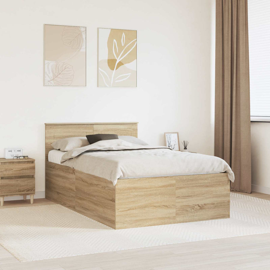 Bedframe met hoofdeinde Sonoma Eiken 120 x 200 cm Bewerkt hout