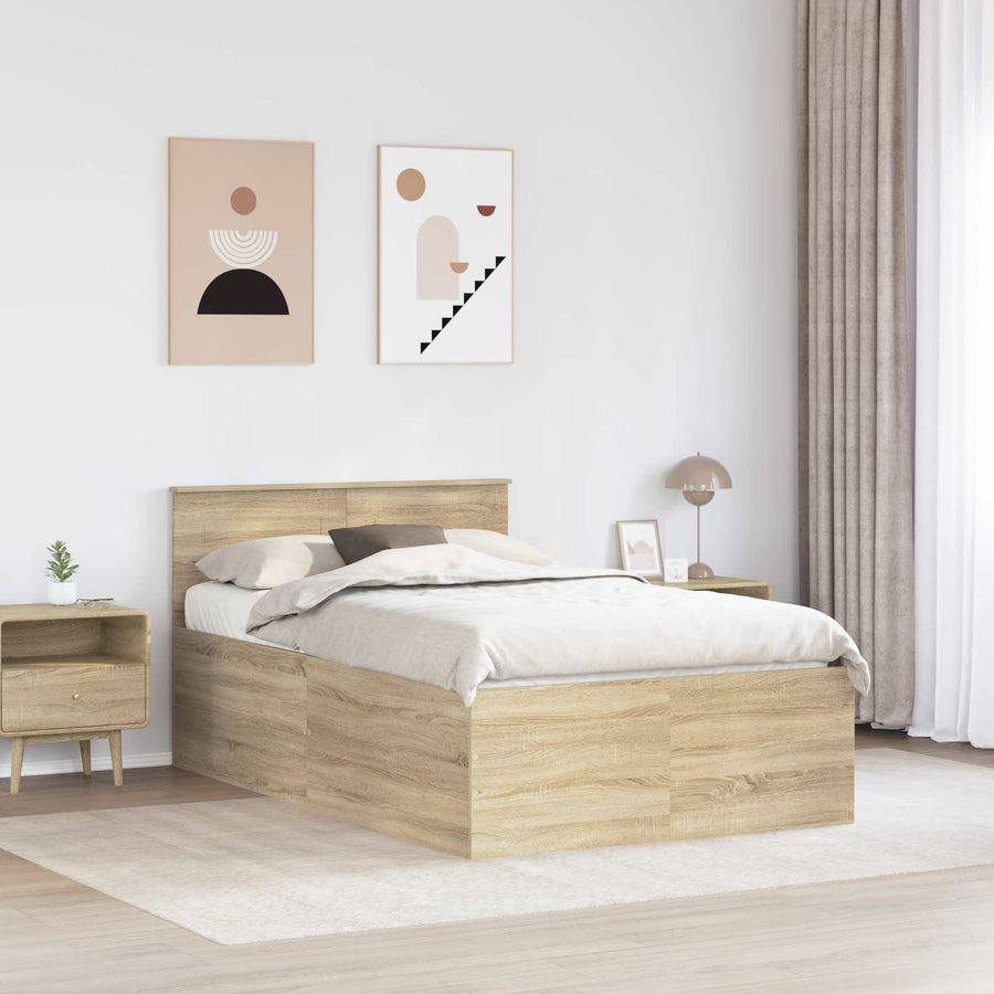 Bedframe met hoofdeinde Sonoma Eiken 120 x 200 cm Bewerkt hout