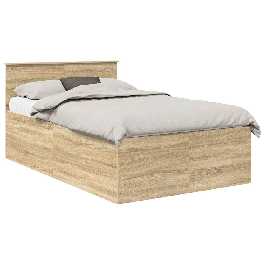 Bedframe met hoofdeinde Sonoma Eiken 120 x 200 cm Bewerkt hout