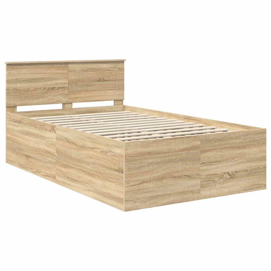 Bedframe met hoofdeinde Sonoma Eiken 120 x 200 cm Bewerkt hout