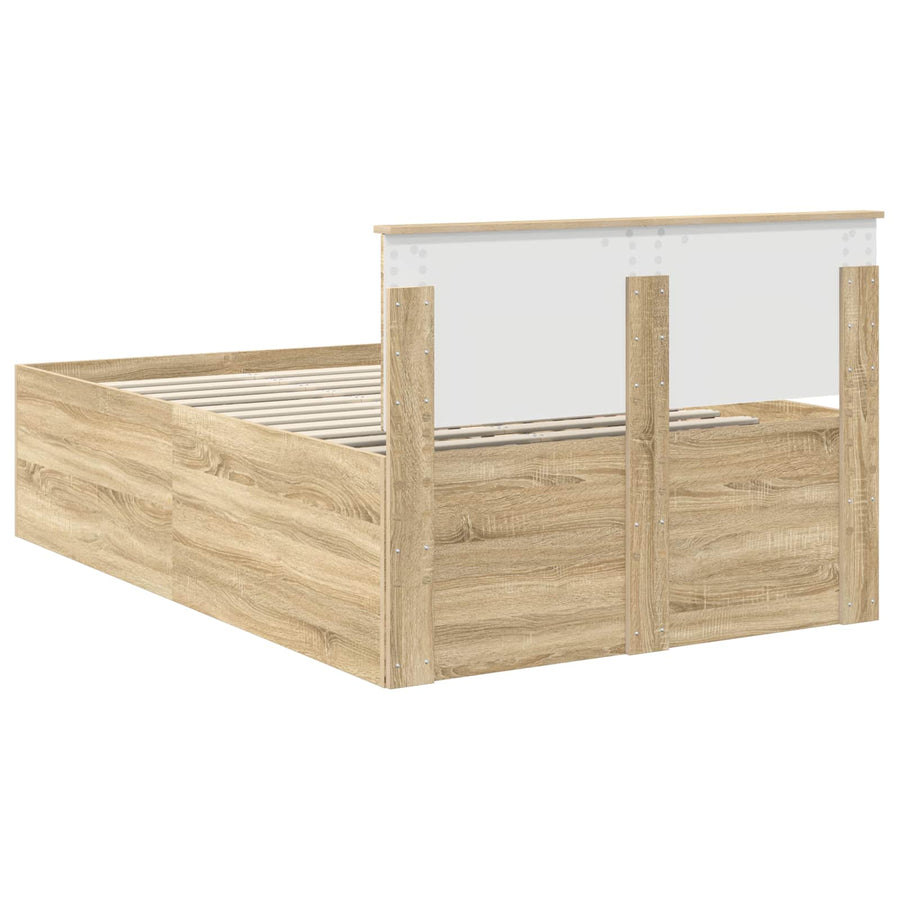 Bedframe met hoofdeinde Sonoma Eiken 120 x 200 cm Bewerkt hout