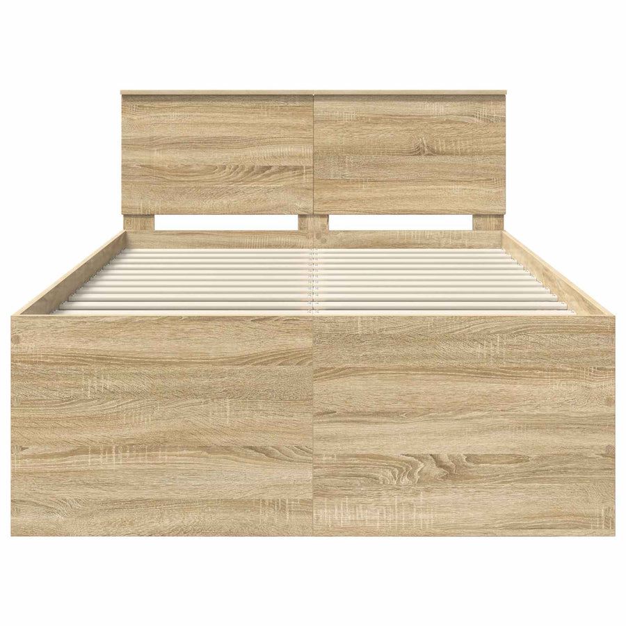 Bedframe met hoofdeinde Sonoma Eiken 120 x 200 cm Bewerkt hout