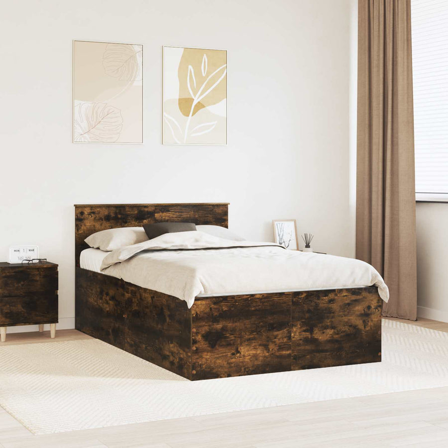 Bedframe met hoofdeinde Gerookt eiken 120 x 200 cm Bewerkt hout