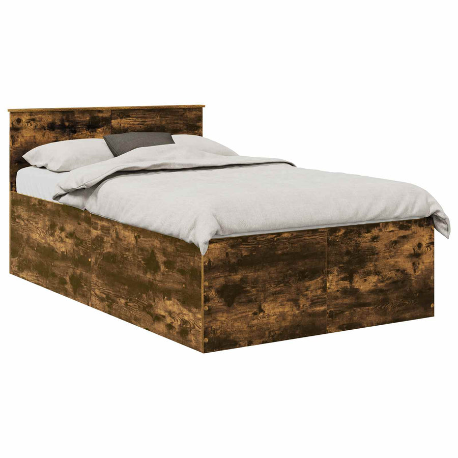 Bedframe met hoofdeinde Gerookt eiken 120 x 200 cm Bewerkt hout