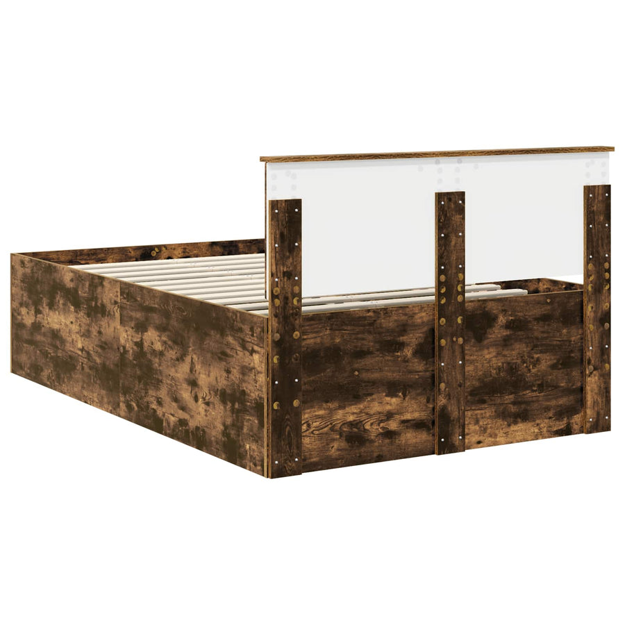 Bedframe met hoofdeinde Gerookt eiken 120 x 200 cm Bewerkt hout