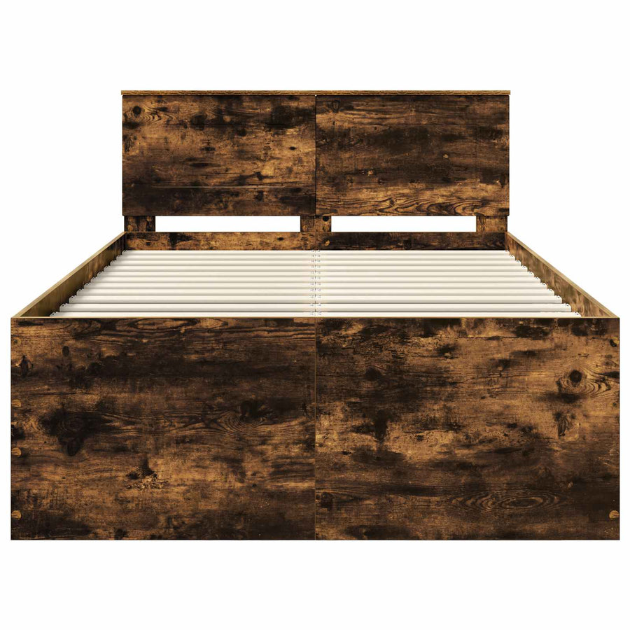 Bedframe met hoofdeinde Gerookt eiken 120 x 200 cm Bewerkt hout