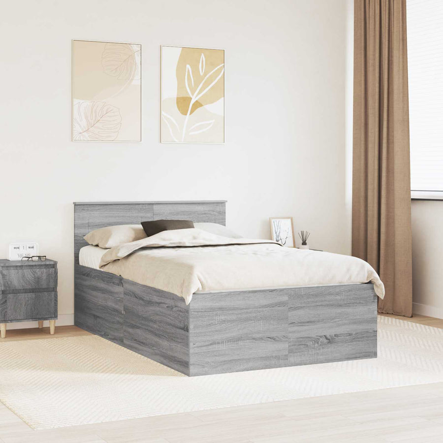 Bedframe met hoofdeinde Grijs Sonoma 120 x 200 cm Bewerkt hout
