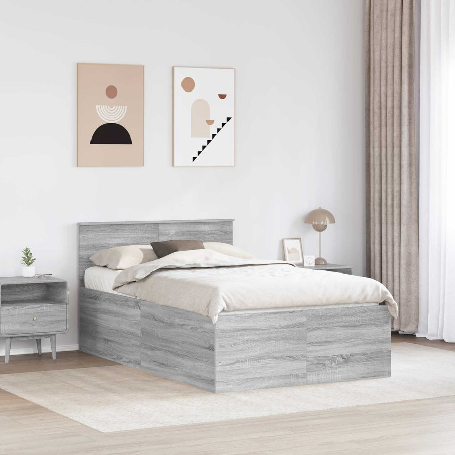 Bedframe met hoofdeinde Grijs Sonoma 120 x 200 cm Bewerkt hout