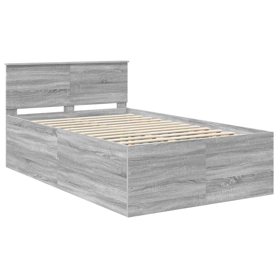 Bedframe met hoofdeinde Grijs Sonoma 120 x 200 cm Bewerkt hout