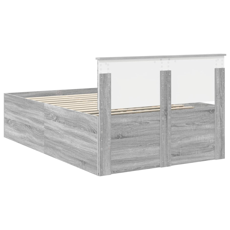 Bedframe met hoofdeinde Grijs Sonoma 120 x 200 cm Bewerkt hout