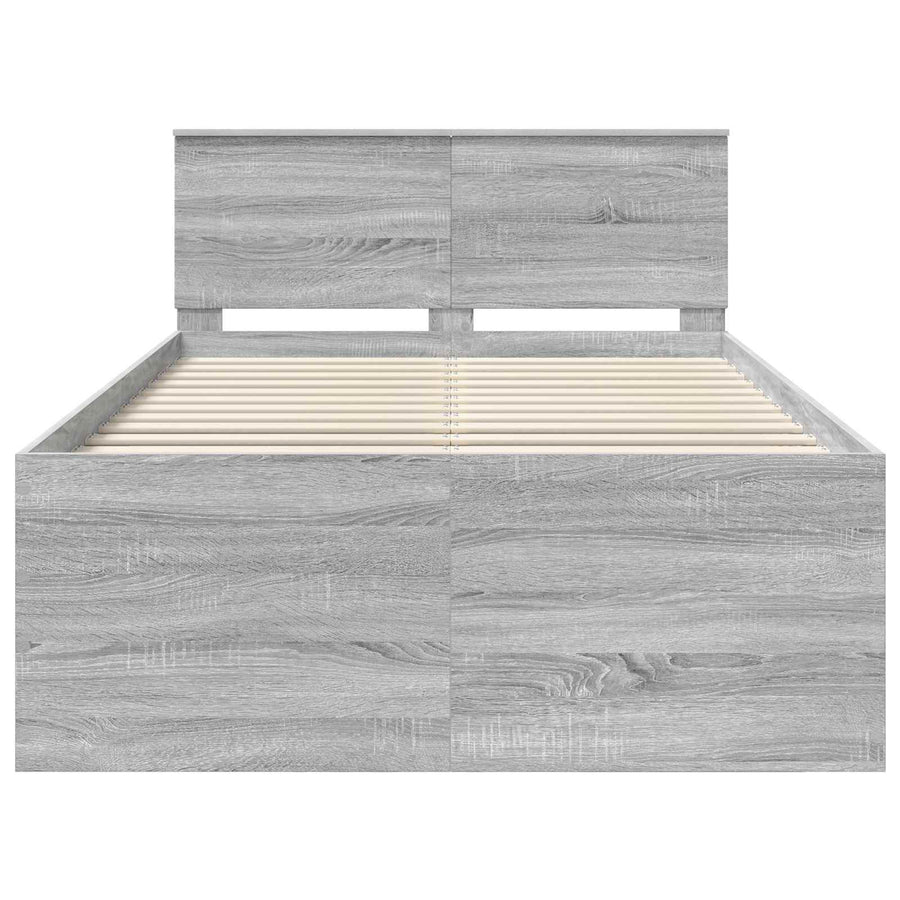 Bedframe met hoofdeinde Grijs Sonoma 120 x 200 cm Bewerkt hout