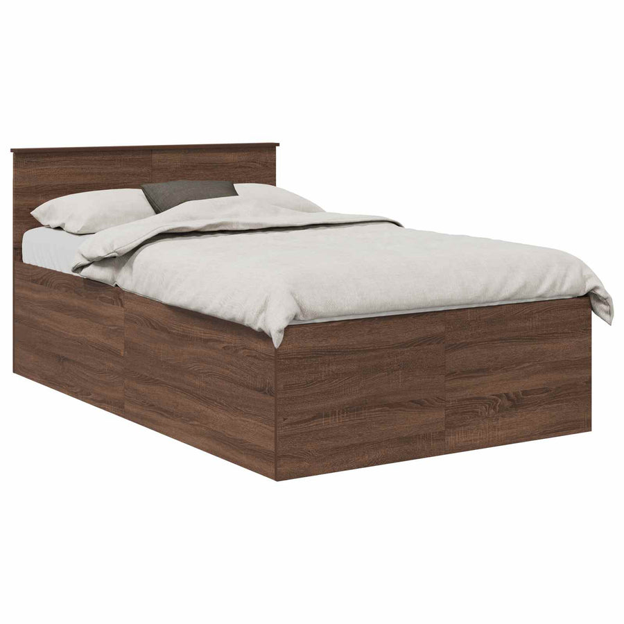 Bedframe met hoofdeinde Bruin Eiken 120 x 200 cm Bewerkt hout