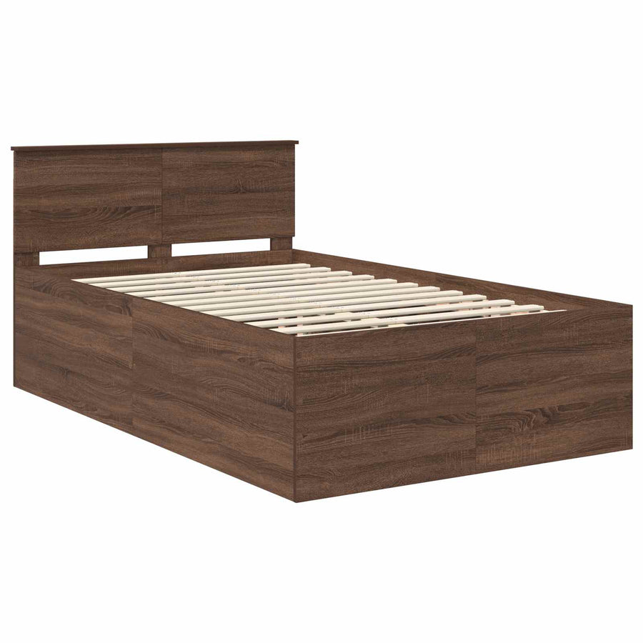 Bedframe met hoofdeinde Bruin Eiken 120 x 200 cm Bewerkt hout