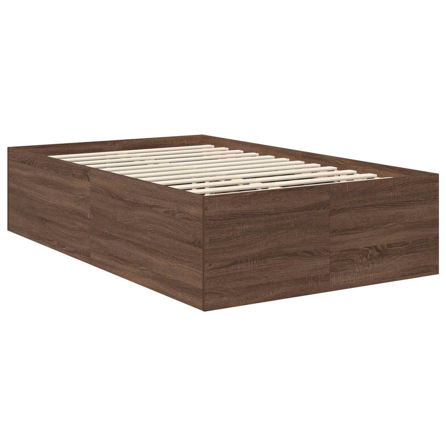 Bedframe met hoofdeinde Bruin Eiken 120 x 200 cm Bewerkt hout