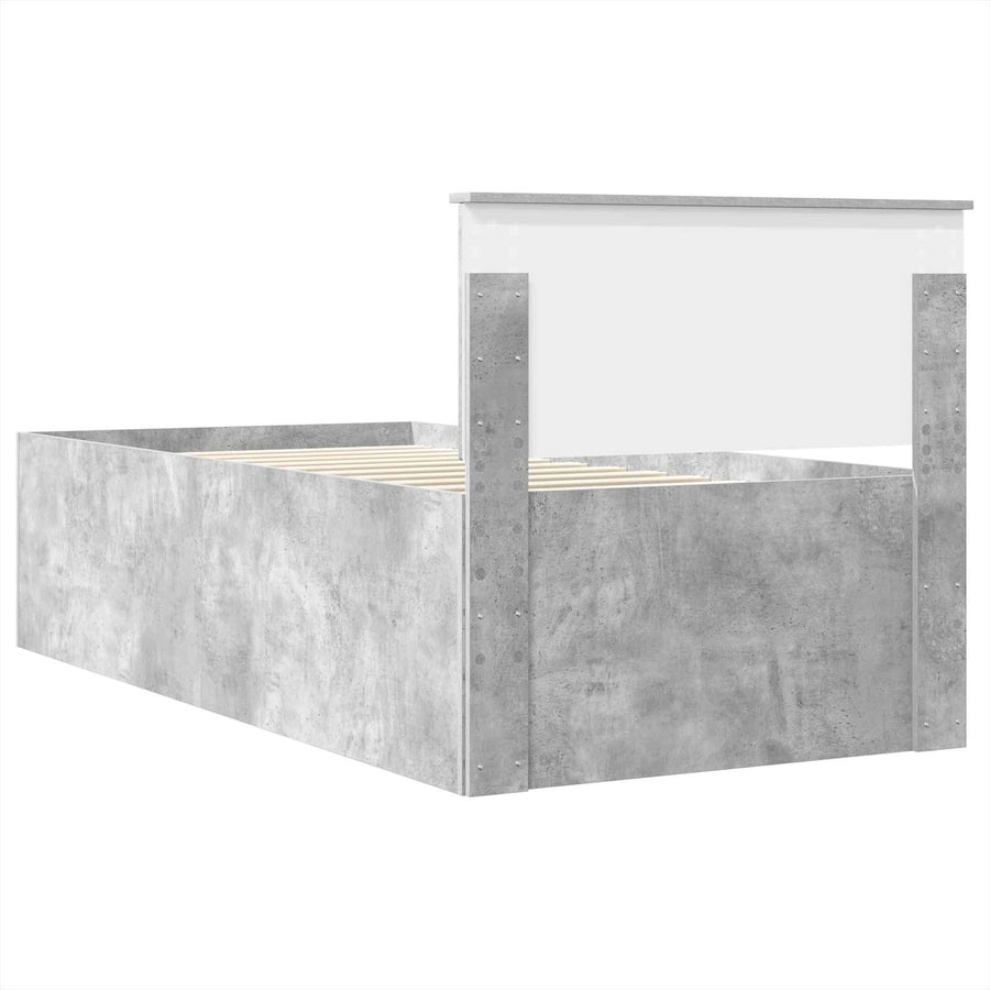 Bedframe met hoofdeinde Beton Grijs 120 x 200 cm Bewerkt hout
