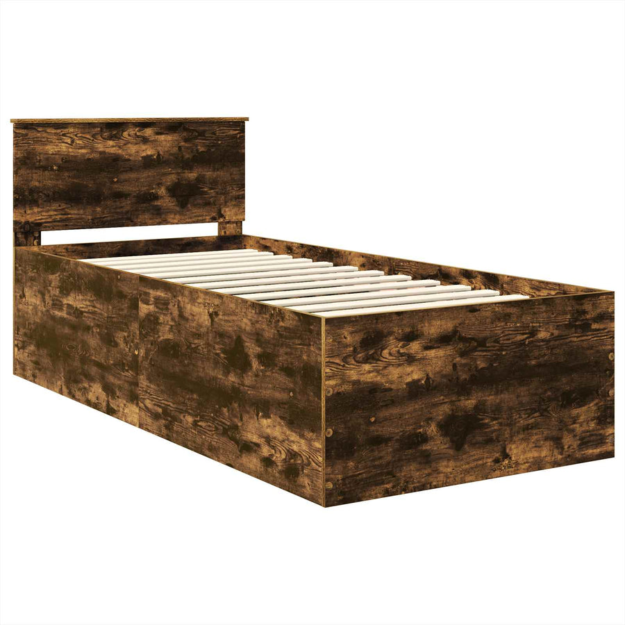 Bedframe met hoofdeinde Gerookt eiken 120 x 200 cm Bewerkt hout