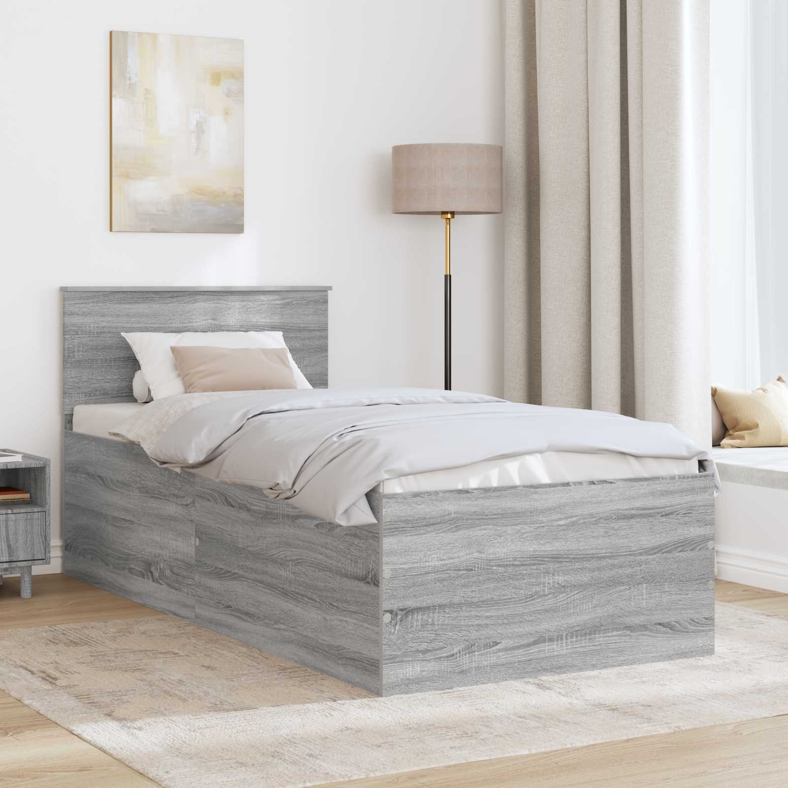 Bedframe met hoofdeinde Grijs Sonoma 120 x 200 cm Bewerkt hout